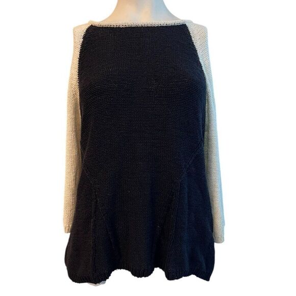Style & Co Ladies Large Black Off White Pullover Knit Sweater Business NWT $55 - Picture 1 of 5